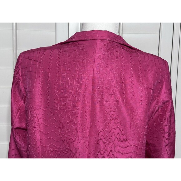 Coldwater Creek Women Size M Pink Textured Silk Jacket Blazer Lined Retro Formal - Picture 6 of 11